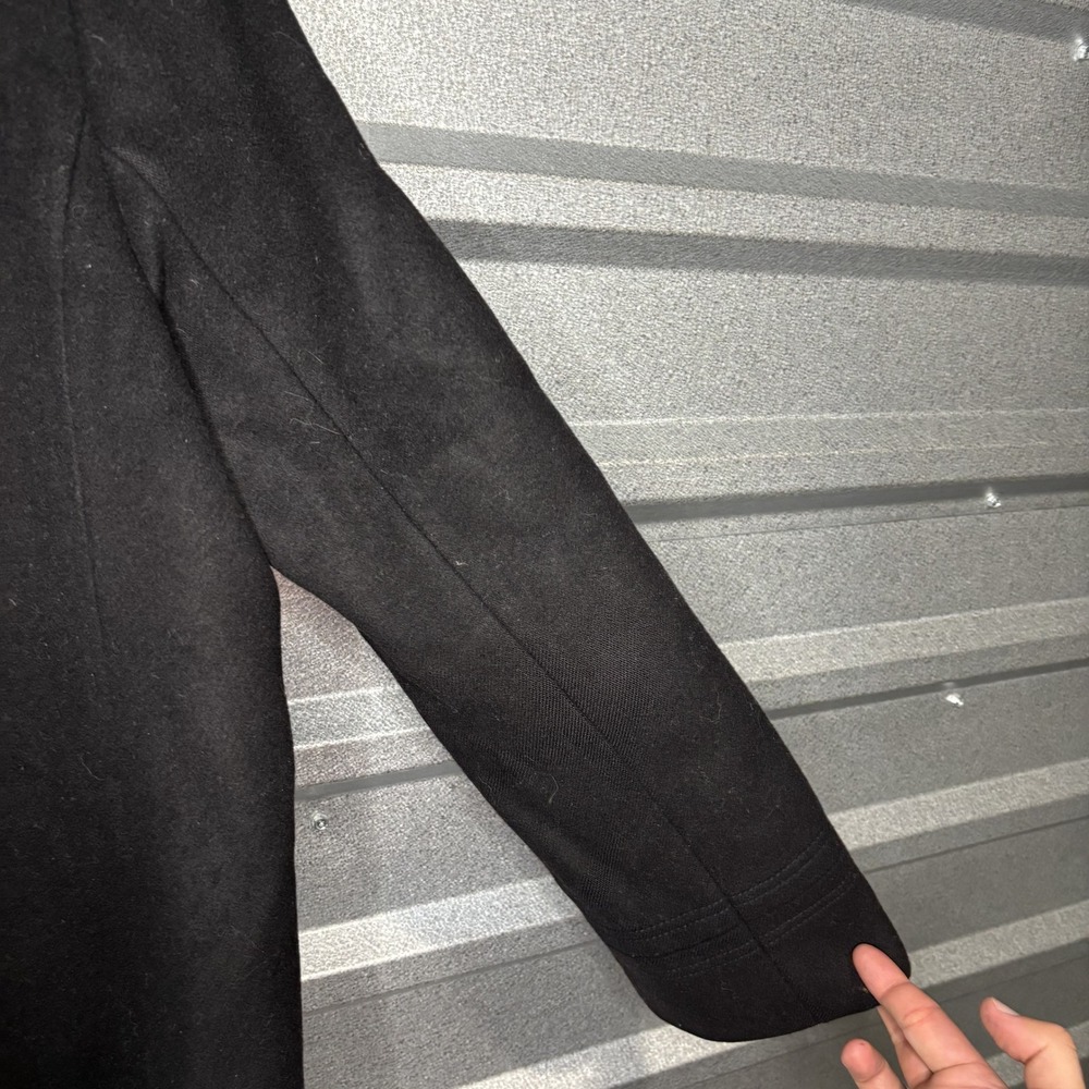 J Crew Mens Black Wool Blend Button Up Funnel Neck Coat **NO SIZE** - Picture 10 of 16